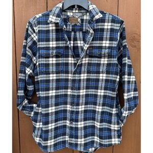 Heavy Flannel Orvis Men's sz L Plaid Shirt Long Sleeve Jacket Shacket Surf Beach